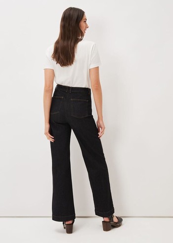 Phase Eight Magsie Wide Leg Jeans Black USA | 4517903-RQ